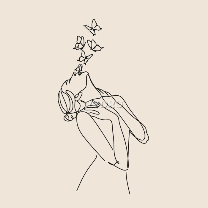 Poster  Fille aux papillons