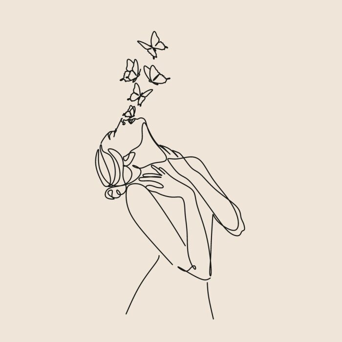 Poster  Fille aux papillons