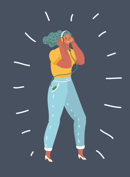 Poster  Fille avec un casque.