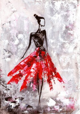 Poster  Fille en jupe rouge