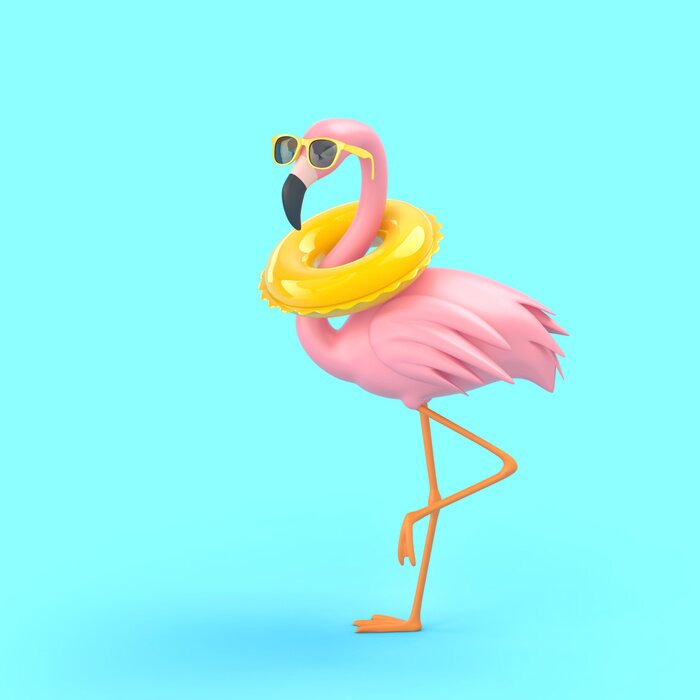 Poster  Flamant rose avec des lunettes