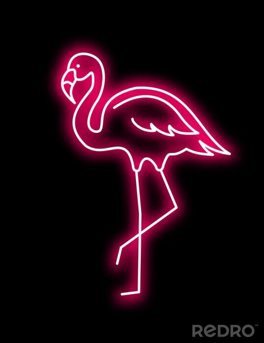 Poster  Flamant rose fluo