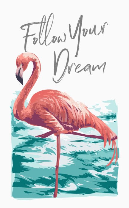 Poster  Flamant rose sur le fond de l'eau