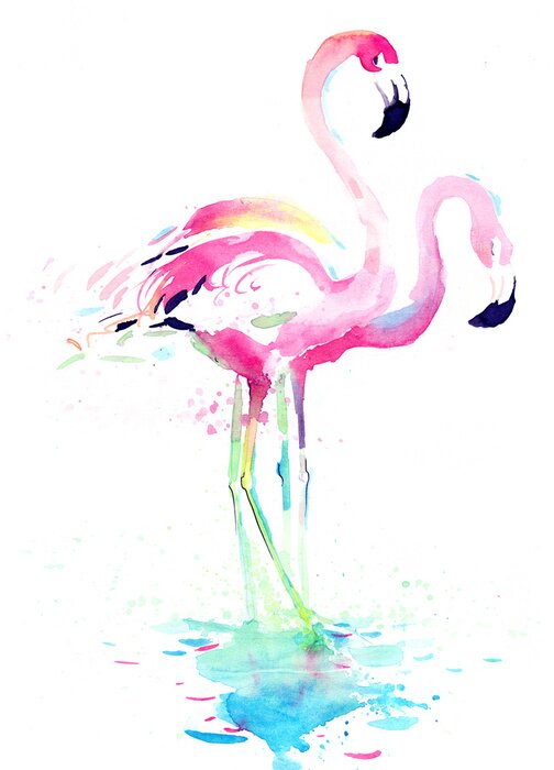 Poster  Flamants roses aquarelles
