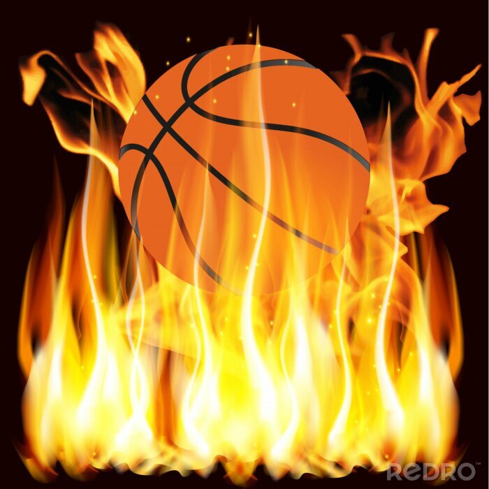 Poster  flammes et de basket-ball