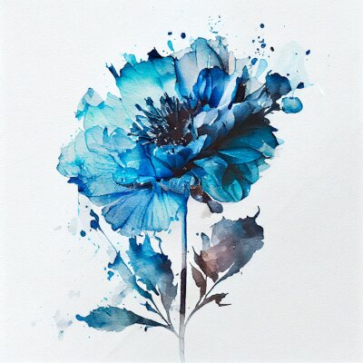 Poster  Fleur bleue abstraite