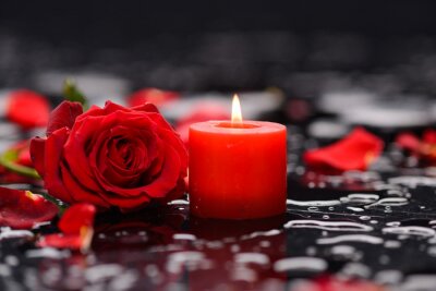 Poster  Fleurs d'amour et bougie rouge
