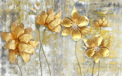 Fleurs élégantes dorées