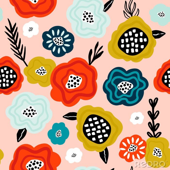 Poster  Fleurs lumineuses de style scandinave