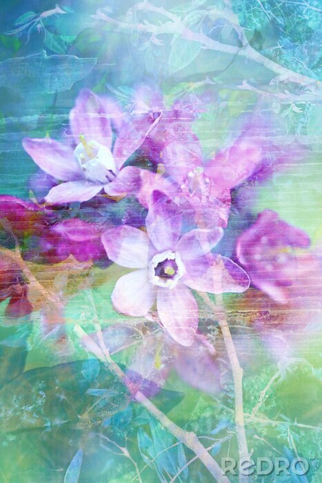 Poster  Fleurs sur une photo rétro