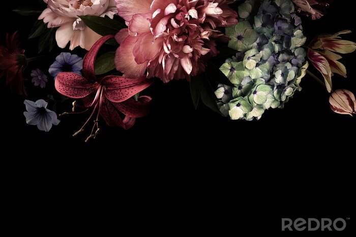 Poster  Floral card. Vintage flowers.