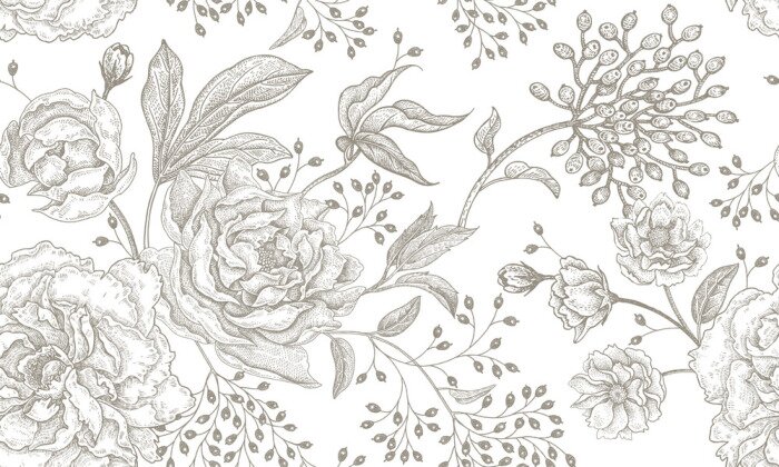 Poster  Floral vintage seamless pattern.