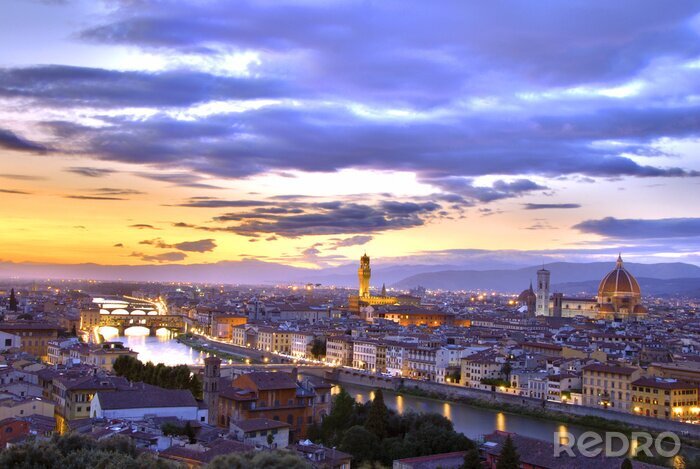 Poster  Florence avec les montagnes en arrière-plan