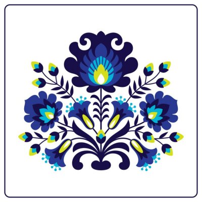 Poster  Folk papier découpé - Fleurs