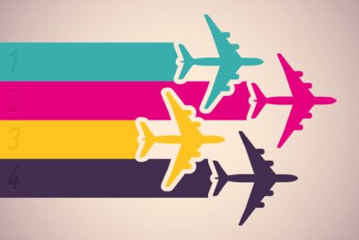 Fond avec les avions colorés. Vector illustration.