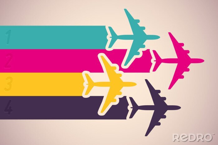 Poster  Fond avec les avions colorés. Vector illustration.