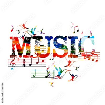 Poster  Fond avec lettrage MUSIQUE coloré