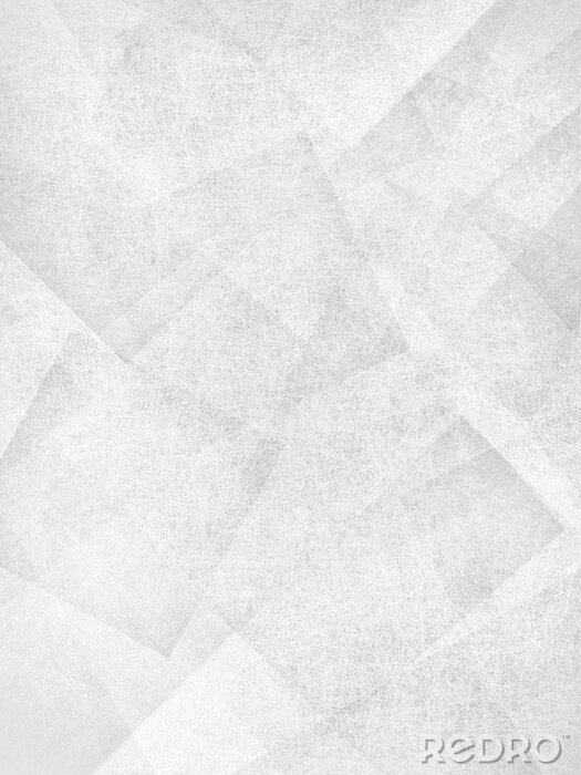 Poster  fond blanc abstrait, couches faibles d'angles croisés, rectangles et carrés flottant en motif aléatoire gris, formes transparentes avec texture