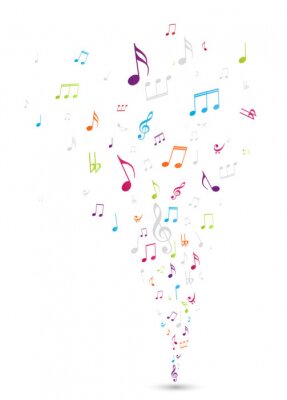 Sticker  Fond de notes de musique colorées