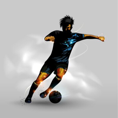 Poster  Footballeur 3D en mouvement