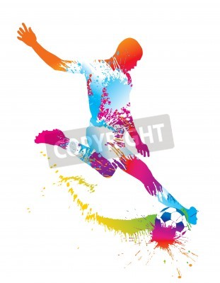 Poster  Footballeur aux couleurs de l'arc-en-ciel