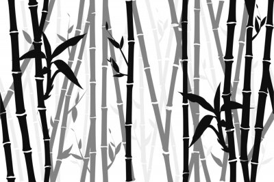 Poster  Forêt de bambous dans les tons de gris