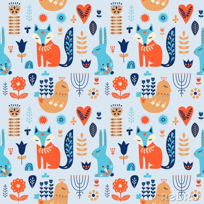 Poster  Forêt scandinave pour enfants avec animaux