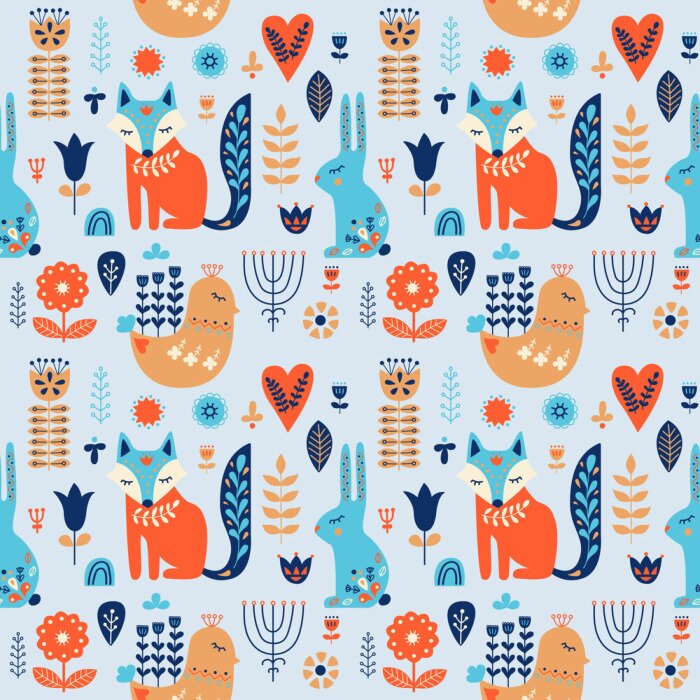 Poster  Forêt scandinave pour enfants avec animaux