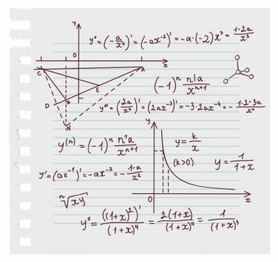 Formules trigonométriques sur une feuille de cahier.