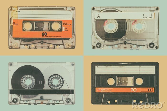 Poster  Four old audio compact cassettes