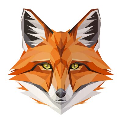Fox low poly design. Triangle vector illustration