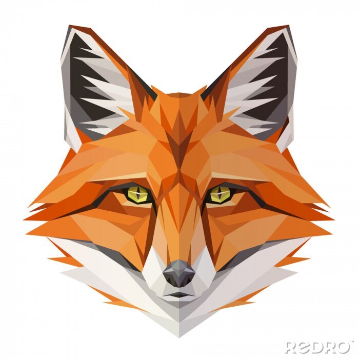 Poster  Fox low poly design. Triangle vector illustration