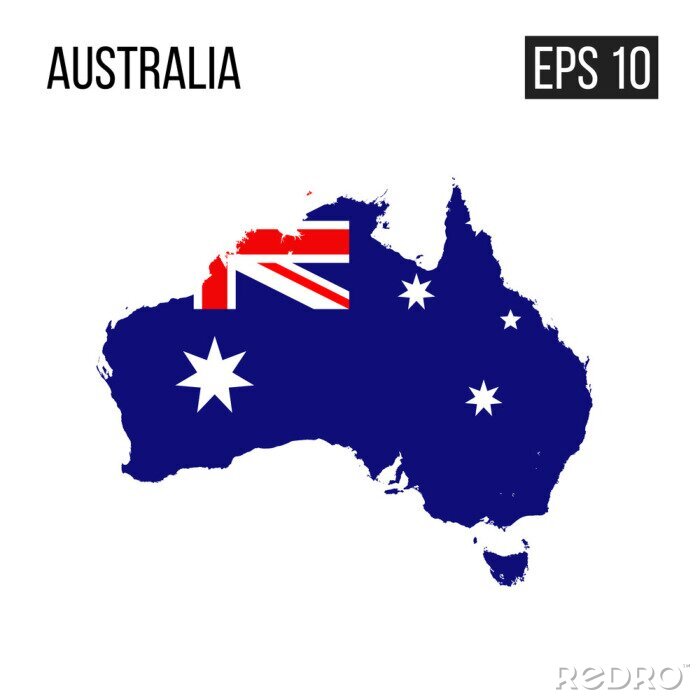 Poster  Frontière de carte de l'Australie avec le vecteur de drapeau EPS10