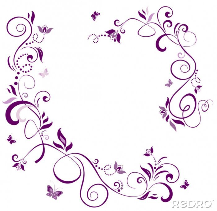 Poster  Frontière violet floral Vintage