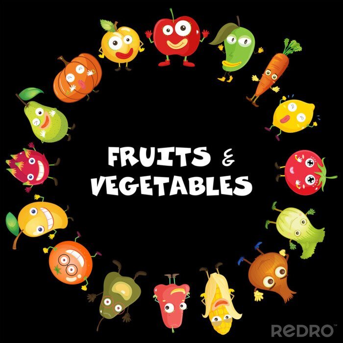 Poster  Fruits et légumes avec le visage