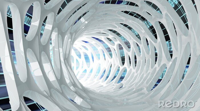 Poster  Futuristic tunnel avec du noir