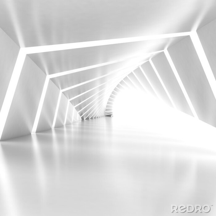 Poster  Futuristic tunnel blanc