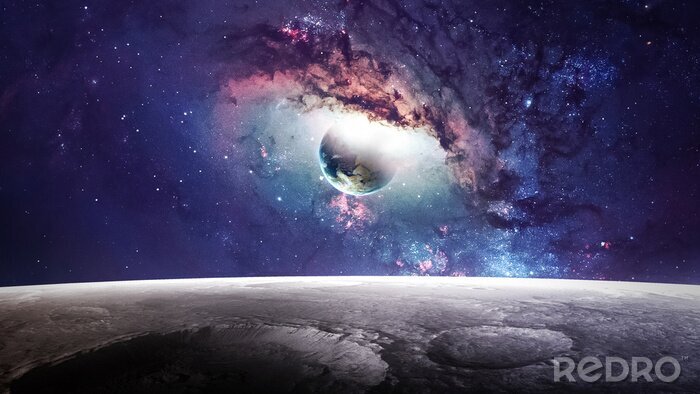 Poster  Galaxie et planète colorées