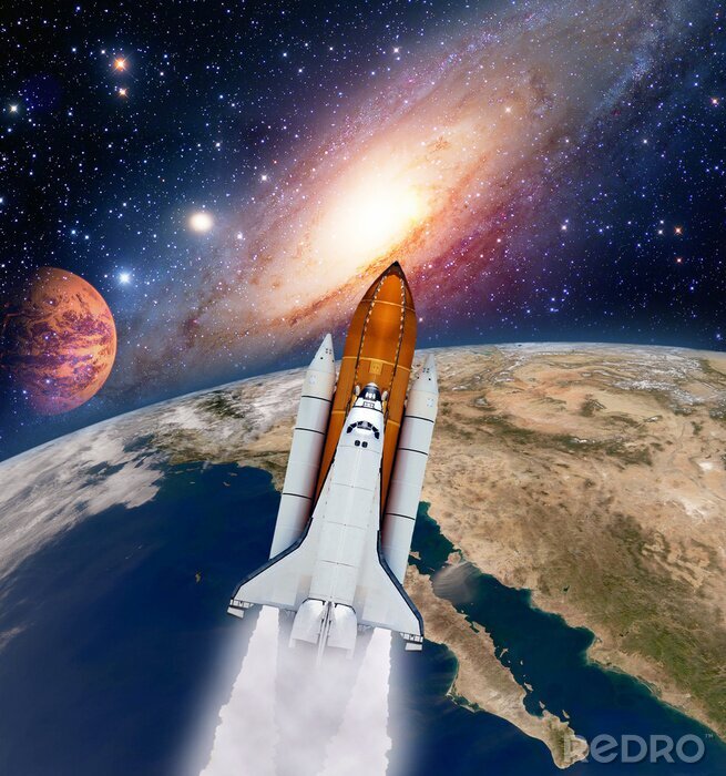 Poster  Galaxie et vaisseau spatial