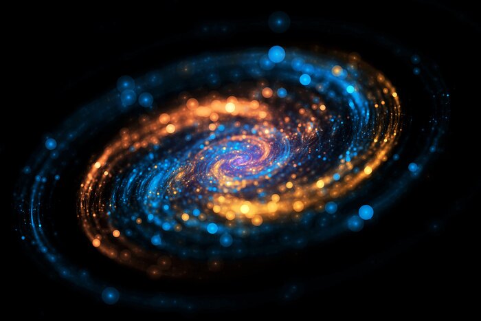 Poster  Galaxie spirale bleue et or