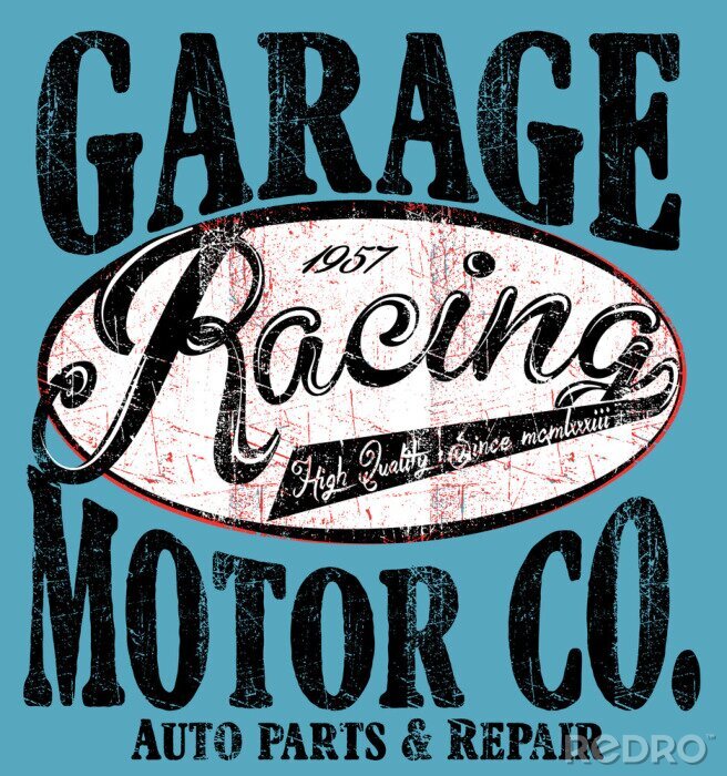 Poster  Garage Réparation automobile Trucks typographie, t-shirt graphiques, rétro, ve