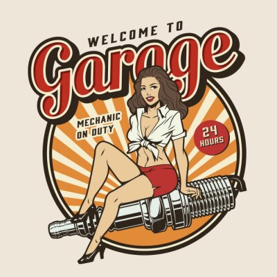 Garage service colorful print