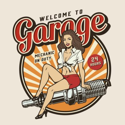 Sticker  Garage service colorful print