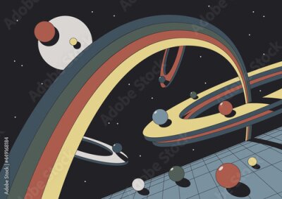 Poster  Géométrie rétro dans l'espace