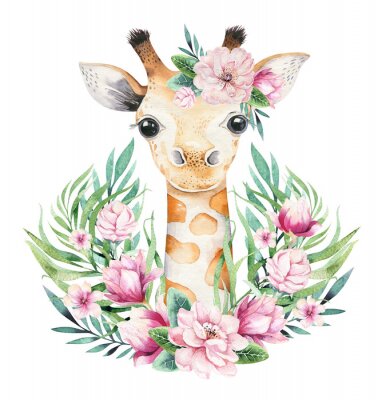 Poster  Girafe dans un arrangement floral