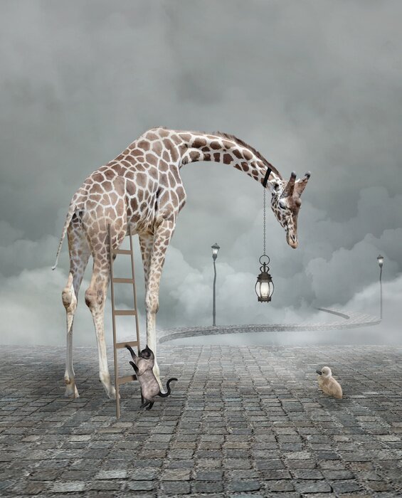 Poster  Girafe dans une composition surréaliste