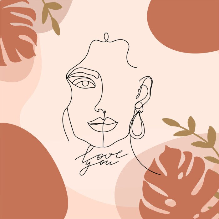 Poster  Glamour I love you collage moderne avec le visage d'une femme