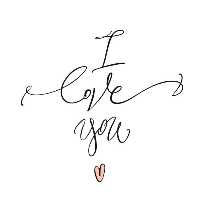 Poster  Glamour I love you typographie minimaliste