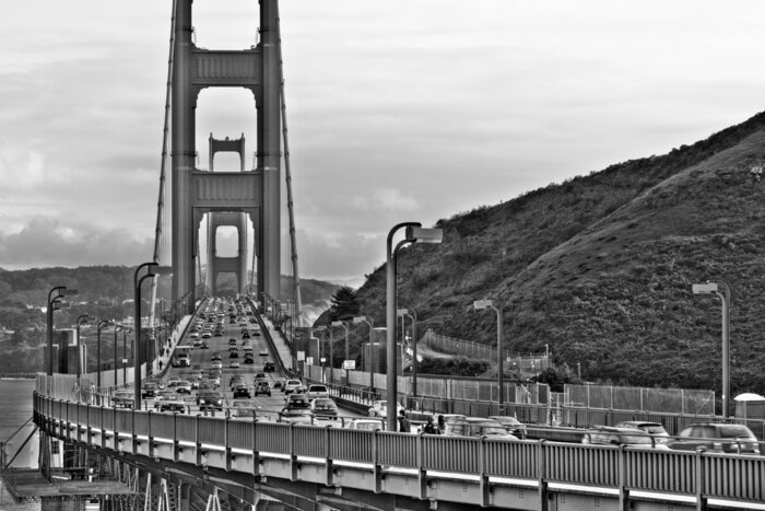 Poster  Golden Gate en noir et blanc