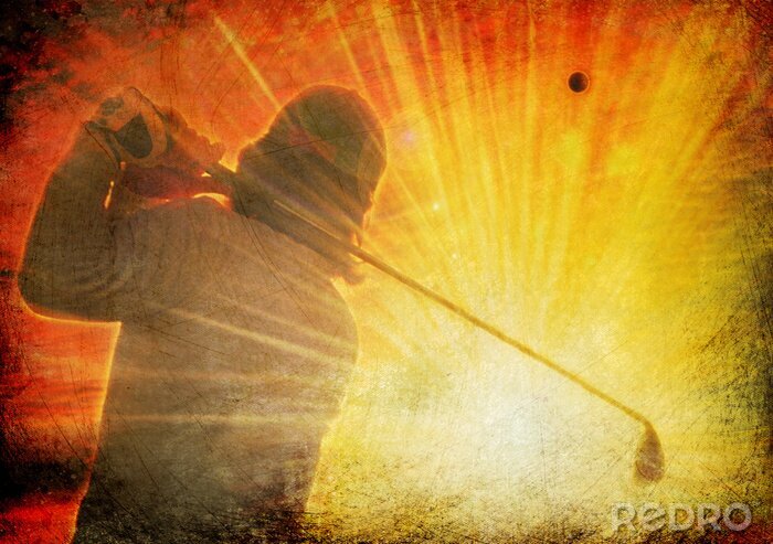 Poster  golfeur sur grunge